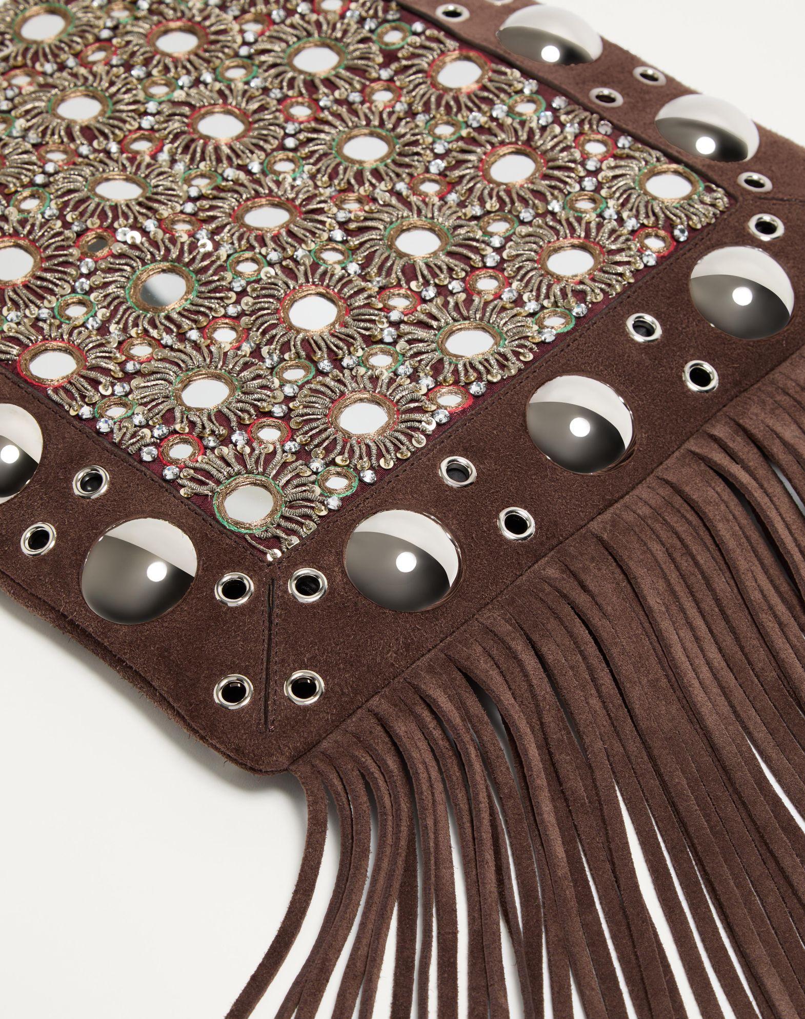 Valentino Garavani Nellcôte Embroidered Shoulder Bag With Fringes Product Image