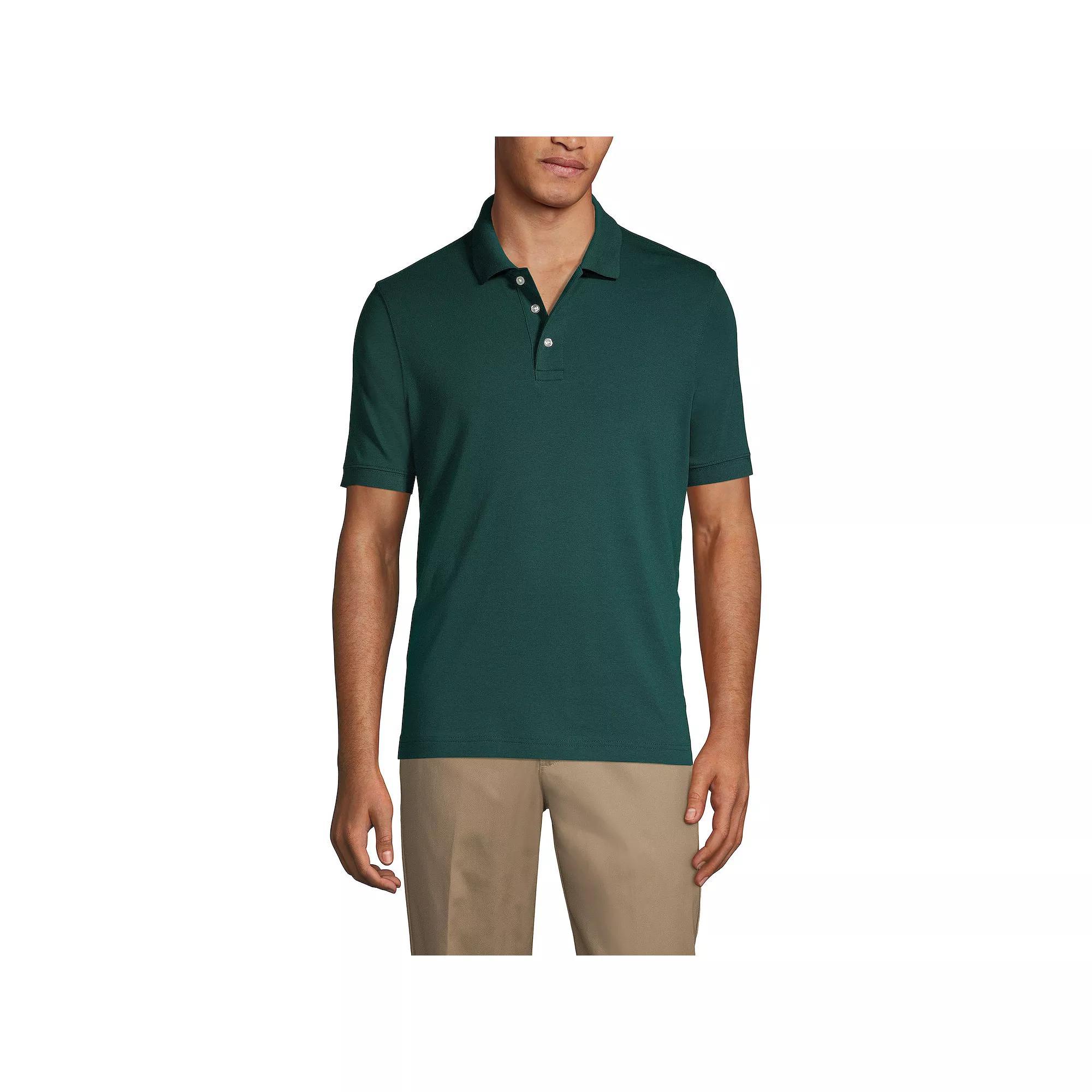 Men's Lands' End Short Sleeve Interlock Polo Shirt, Size: Small, White Product Image