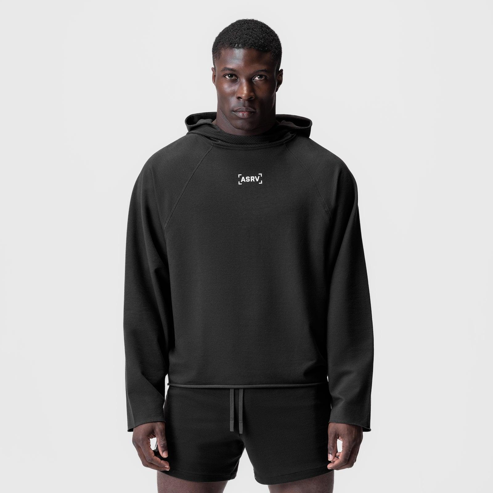 0958. Micro-Terry Raw Hem Hoodie - Space Grey Product Image