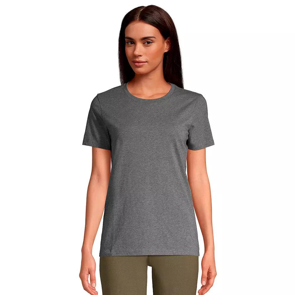 Petite Lands' End Relaxed-Fit Supima Cotton Crewneck Tee, Women's, Size: Medium Petite, Black Product Image
