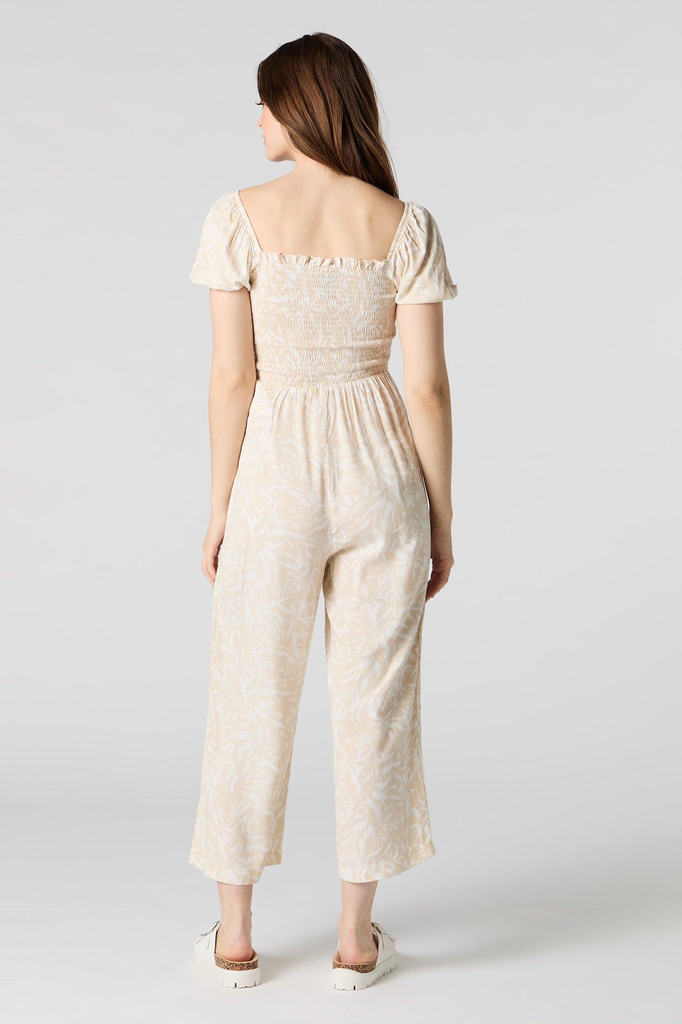 Printed Smocked Jumpsuit Female Product Image