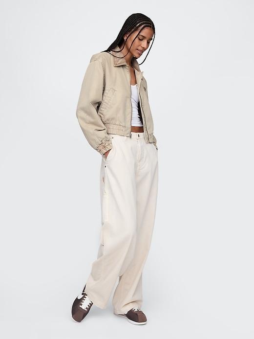 Cropped Khaki Bomber Jacket Product Image
