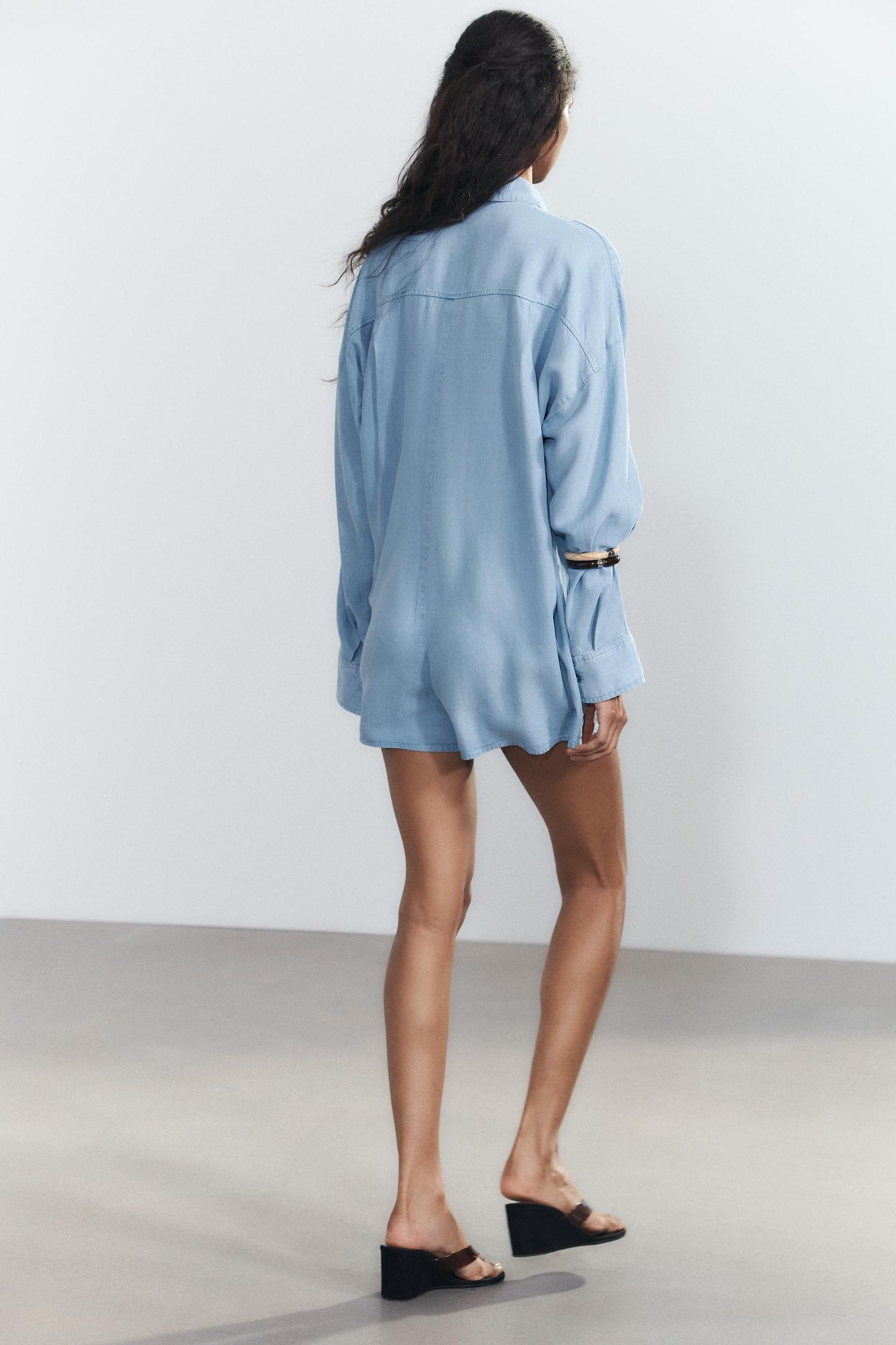 SHORT FLOWY TRF DENIM JUMPSUIT Product Image