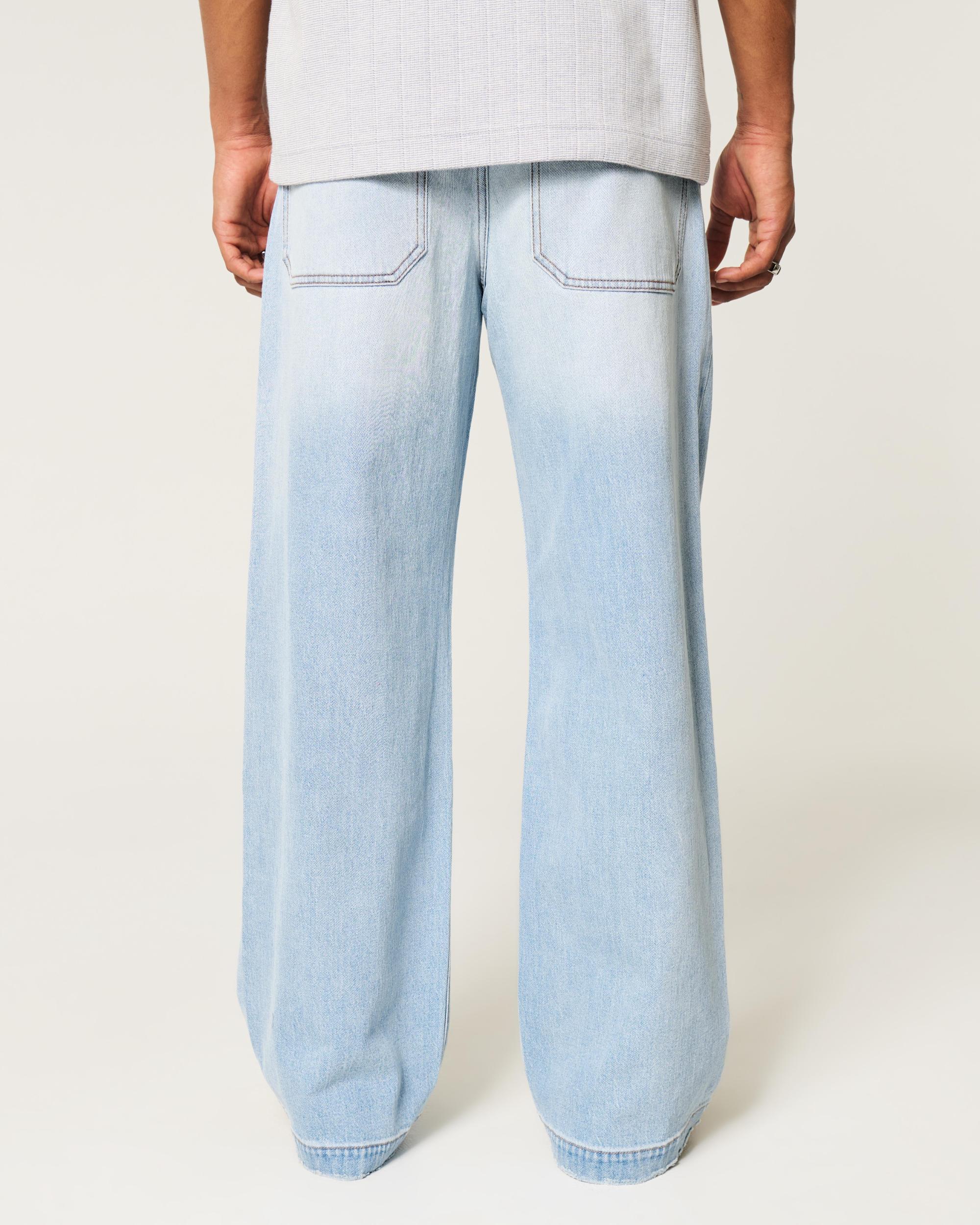 Ripped Light Wash Super Baggy Jeans Product Image