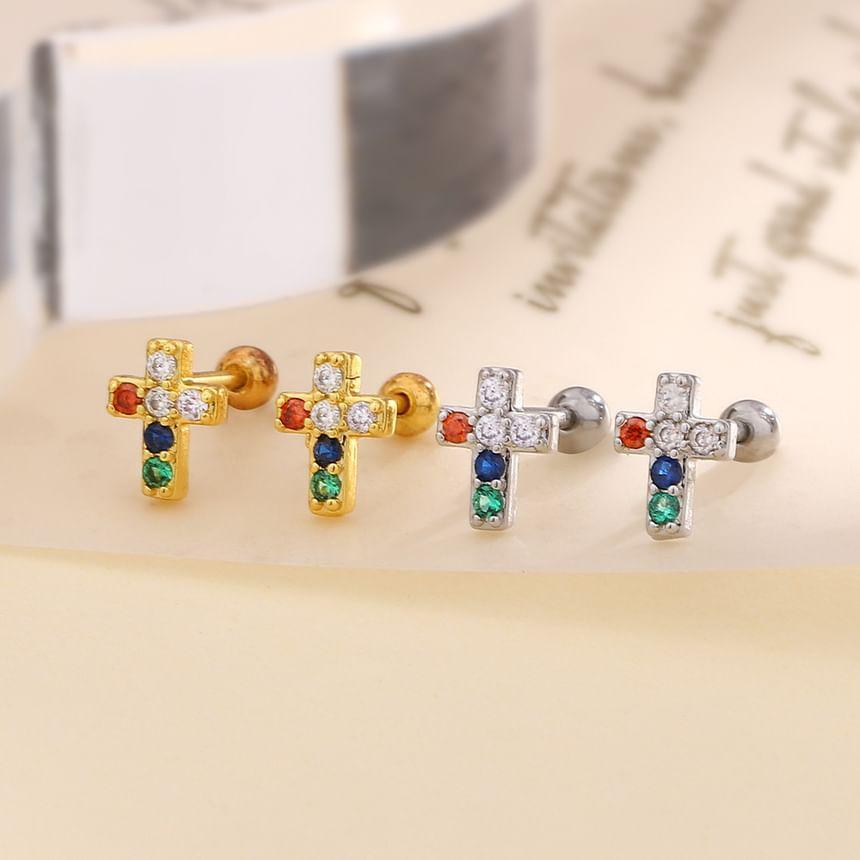 CZ Cross Stud Earring Product Image