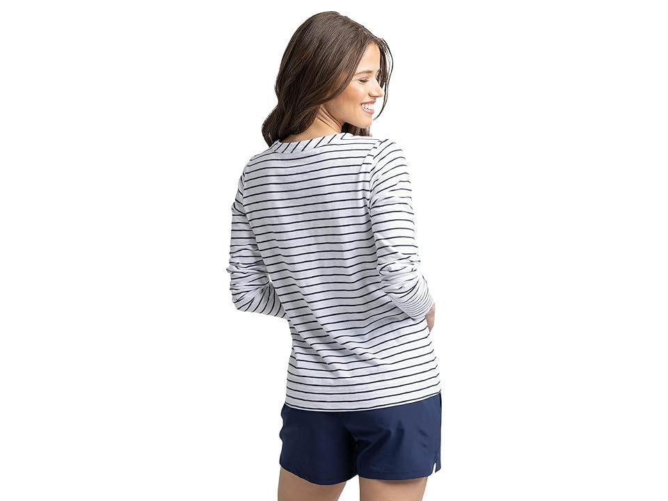 Southern Tide Long Sleeve Kimmy Stripe Crew Neck Tee (Nautical ) Women's Clothing Product Image