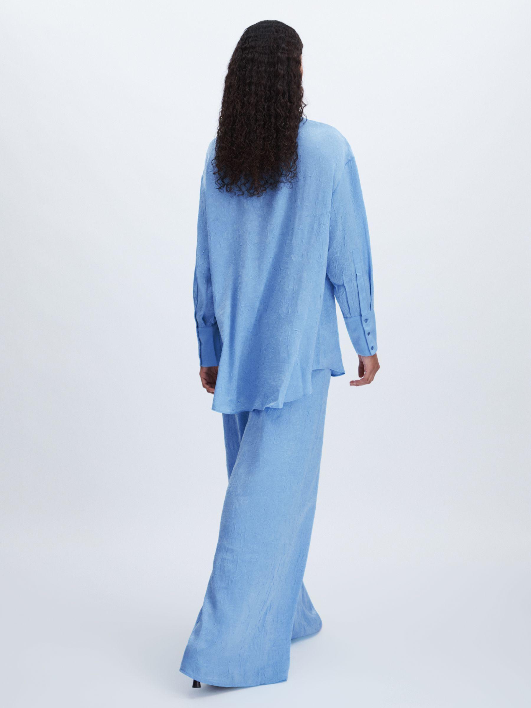 Crinkle-Satin Wide-Leg Trousers in Periwinkle Product Image