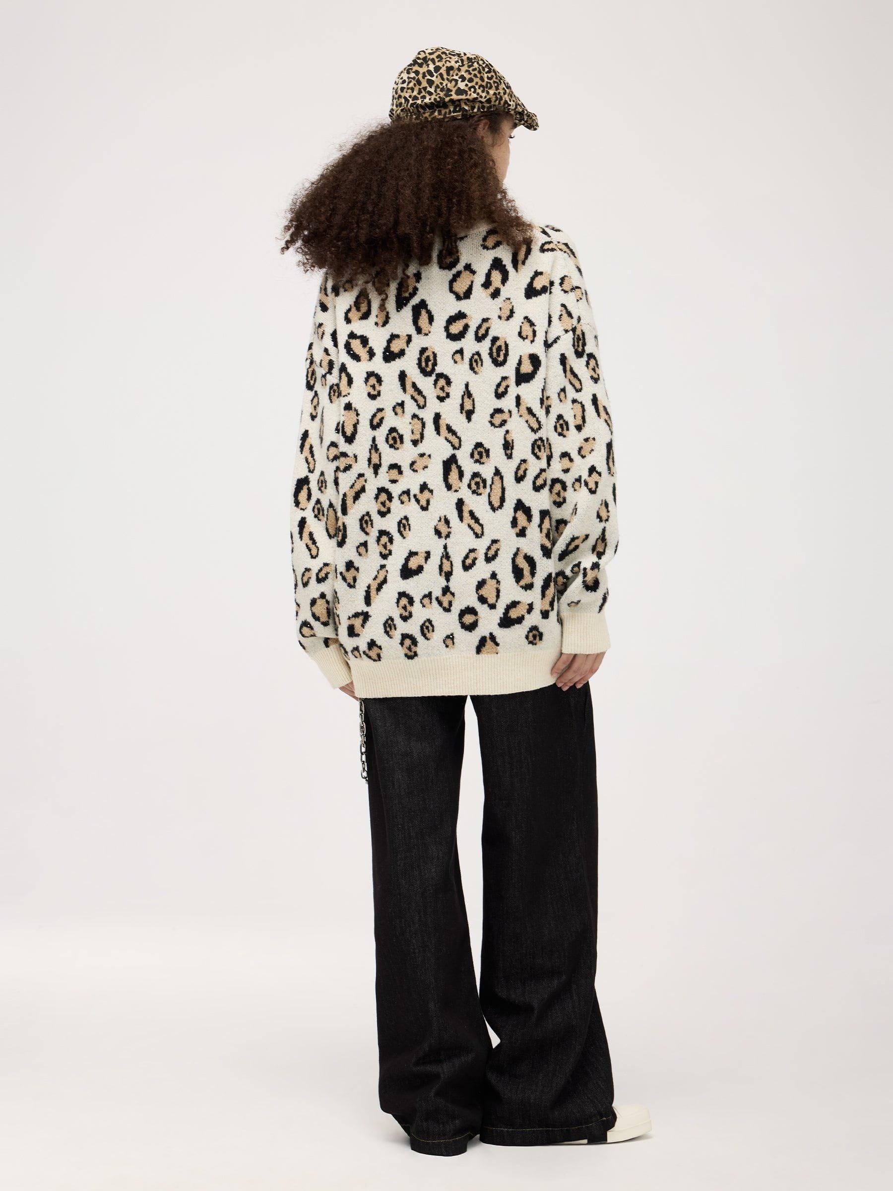 Aelfric Eden Apricot Leopard Print Sweater Product Image