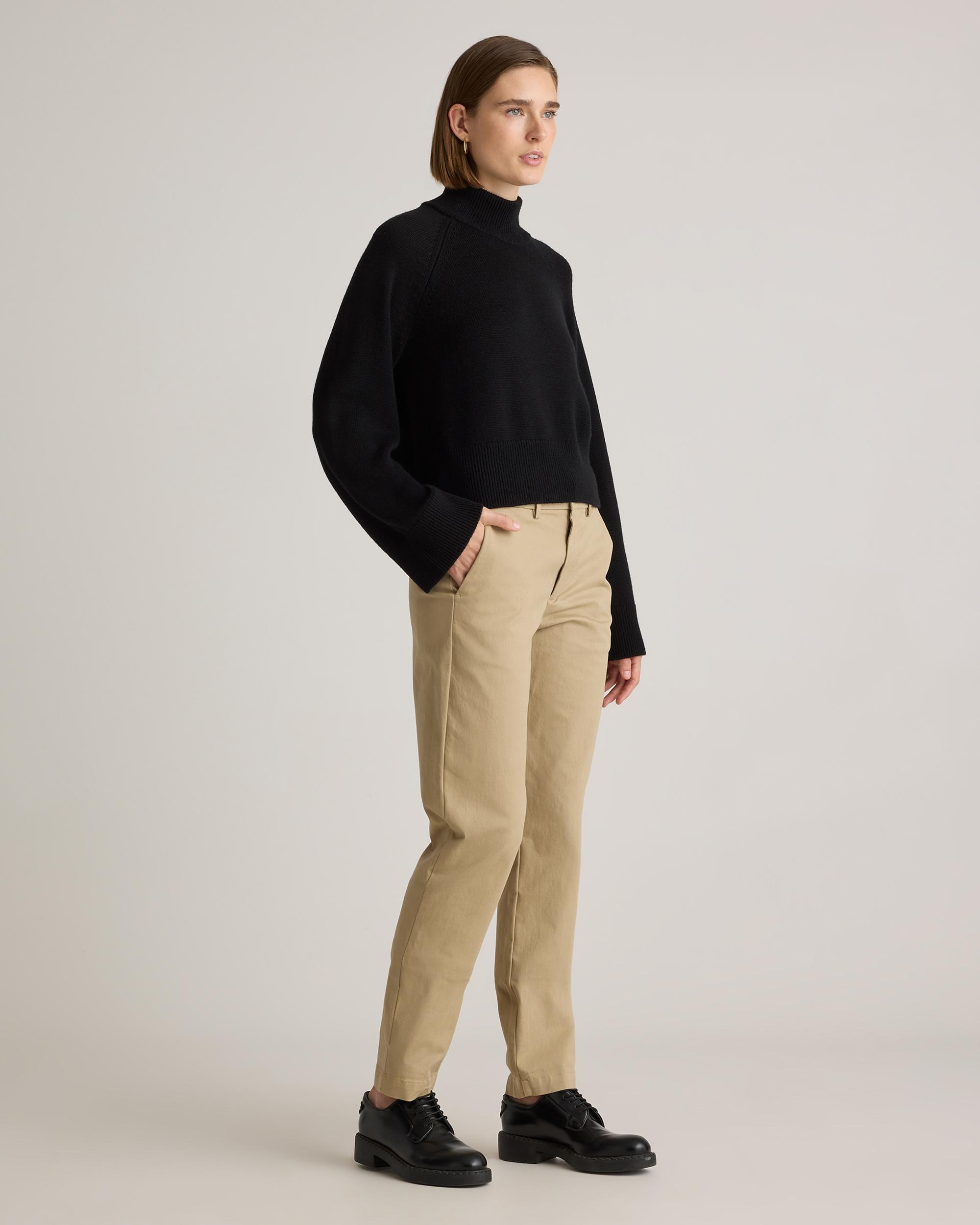 Quince | Women's Australian Merino Wool Cropped Mock Neck Sweater Product Image