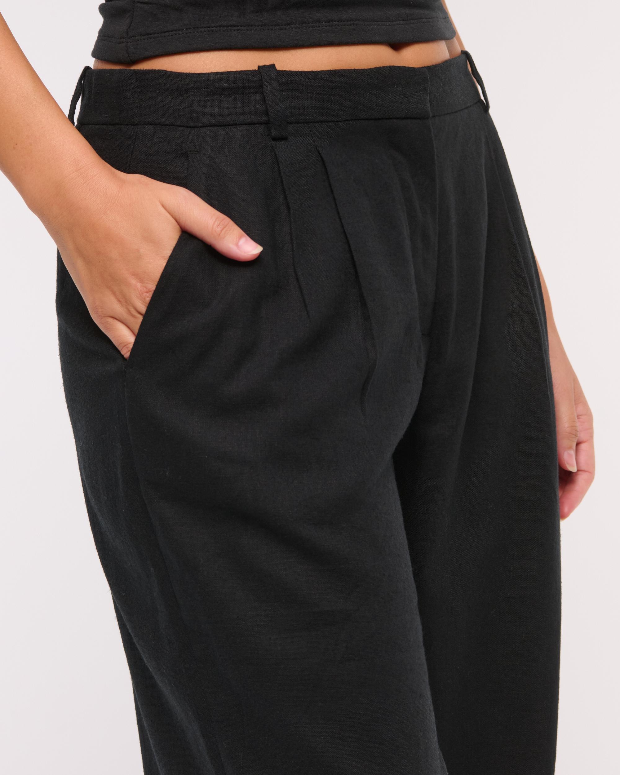 Curve Love A&F Sloane Low Rise Tailored Linen-Blend Pant Product Image