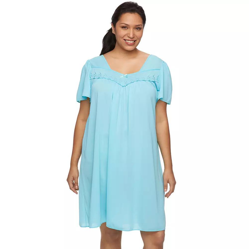 Plus Size Miss Elaine Essentials Short Tricot Nightgown, Womens Product Image