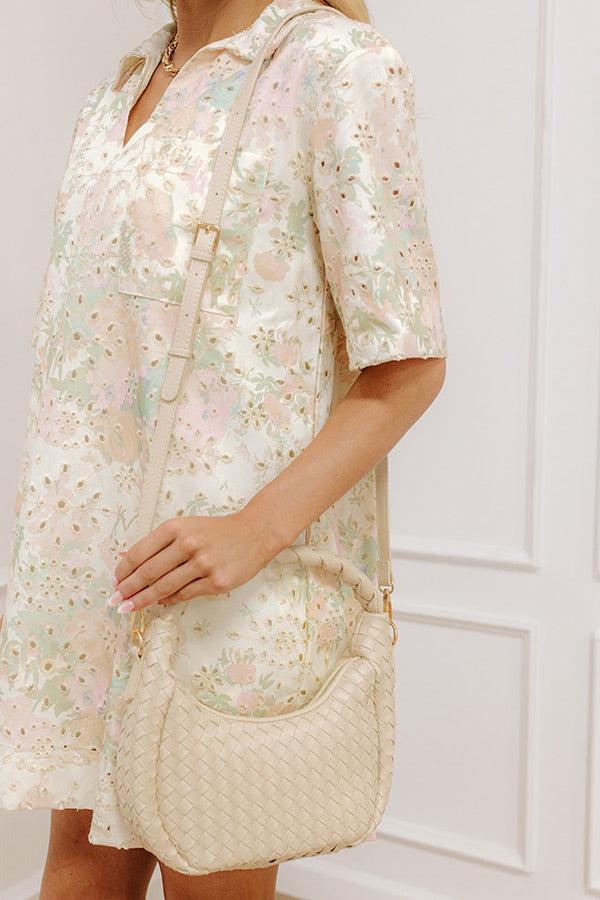 The Avery Faux Leather Woven Purse in Cream Product Image