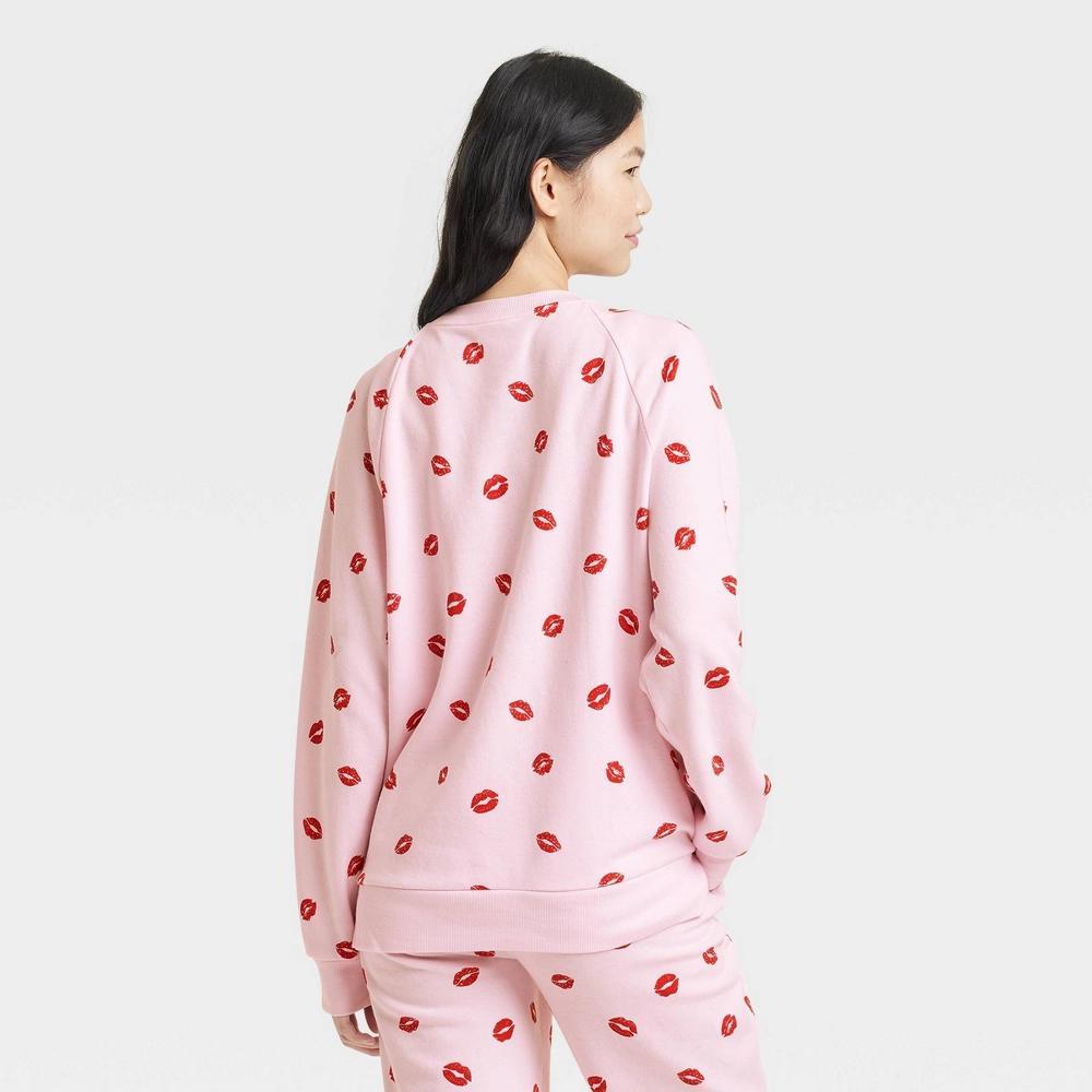 Women's Fleece Sweatshirt - Colsie™ Pink/Kisses S Product Image