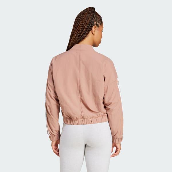 adidas Essentials 3-Stripes Lifestyle Woven Bomber Jacket Warm Clay XL Womens Product Image