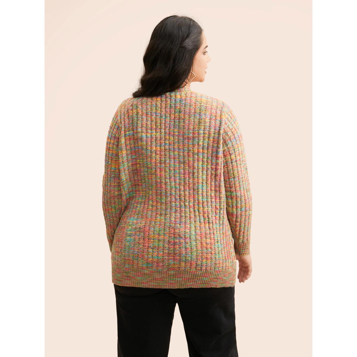 Plus Size Ombre Heather Patched Pocket Cardigan Multicolor Women Casual Loose Long Sleeve Everyday Cardigans BloomChic 14-16/1X Product Image