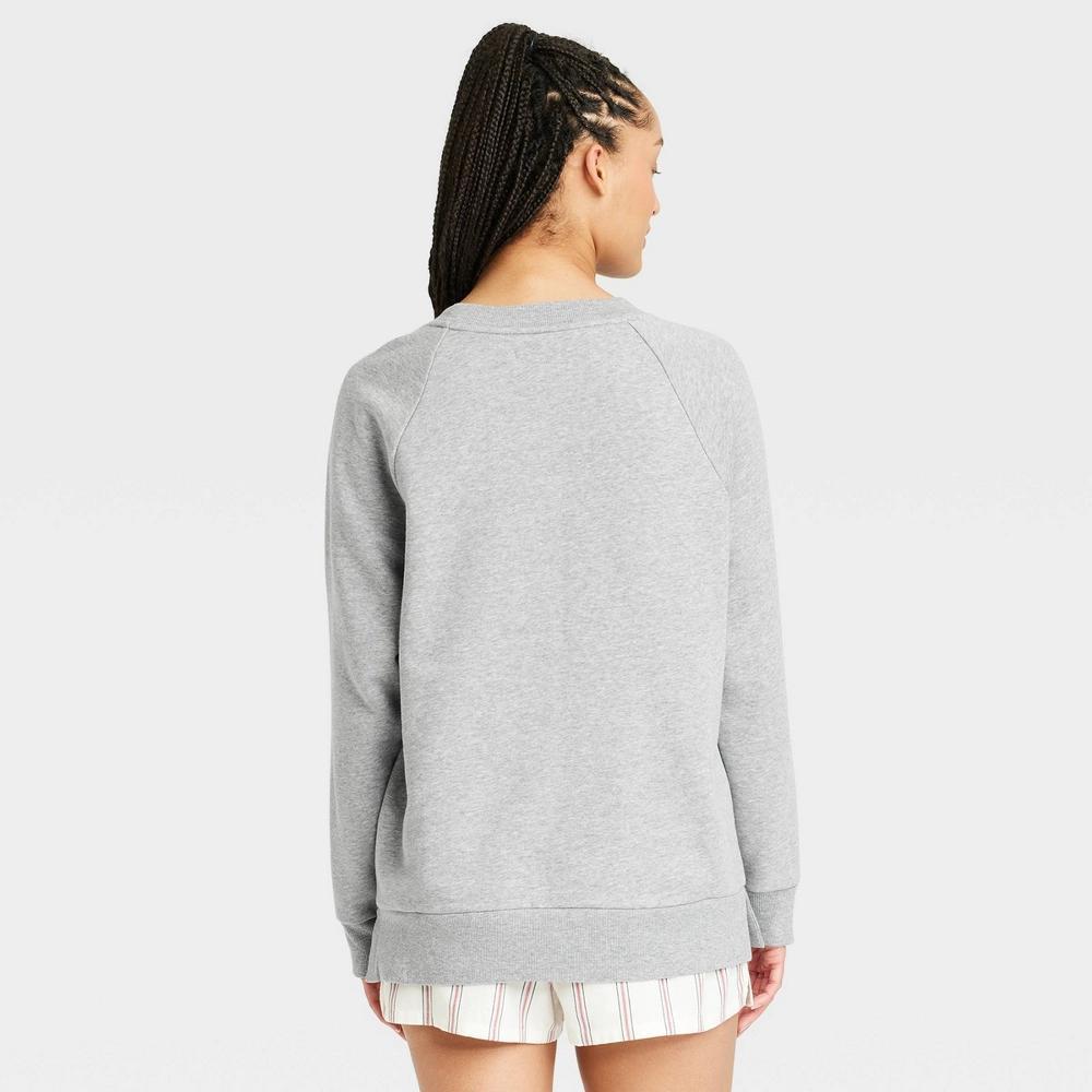 Womens Fleece Sweatshirt - Colsie Heathered L: Crew Neck, Raglan Sleeve, Midweight Pullover Product Image