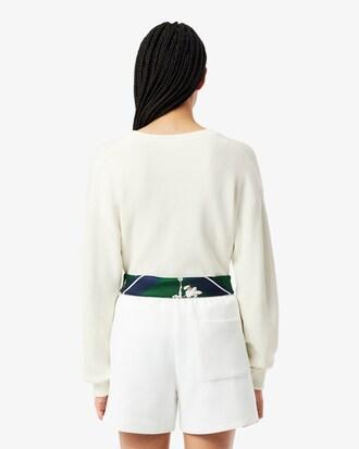 V Neck Cotton Moss Stitch Sweater Product Image