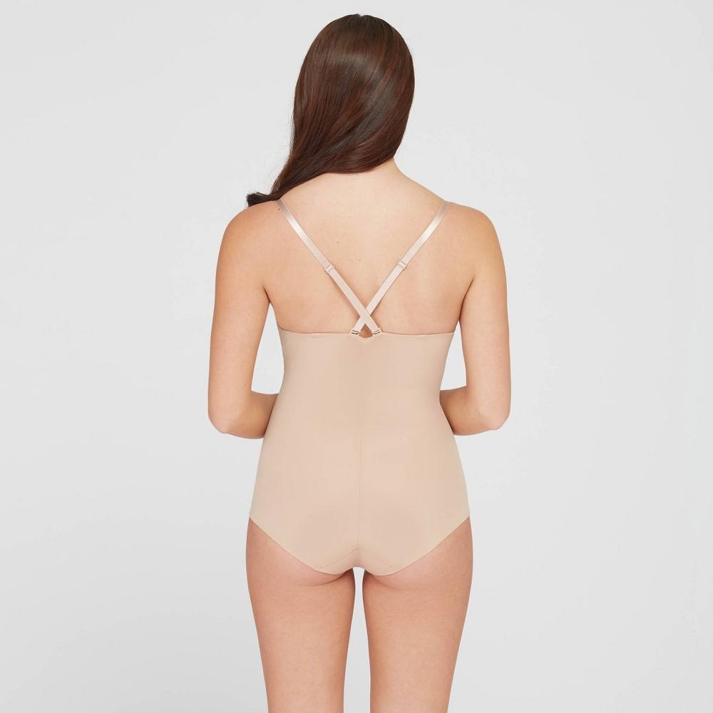 ASSETS by SPANX Womens Flawless Finish Shaping Micro Low Back Cupped Bodysuit Shapewear - Neutral XL: Medium Control, Nylon & Elastane Product Image
