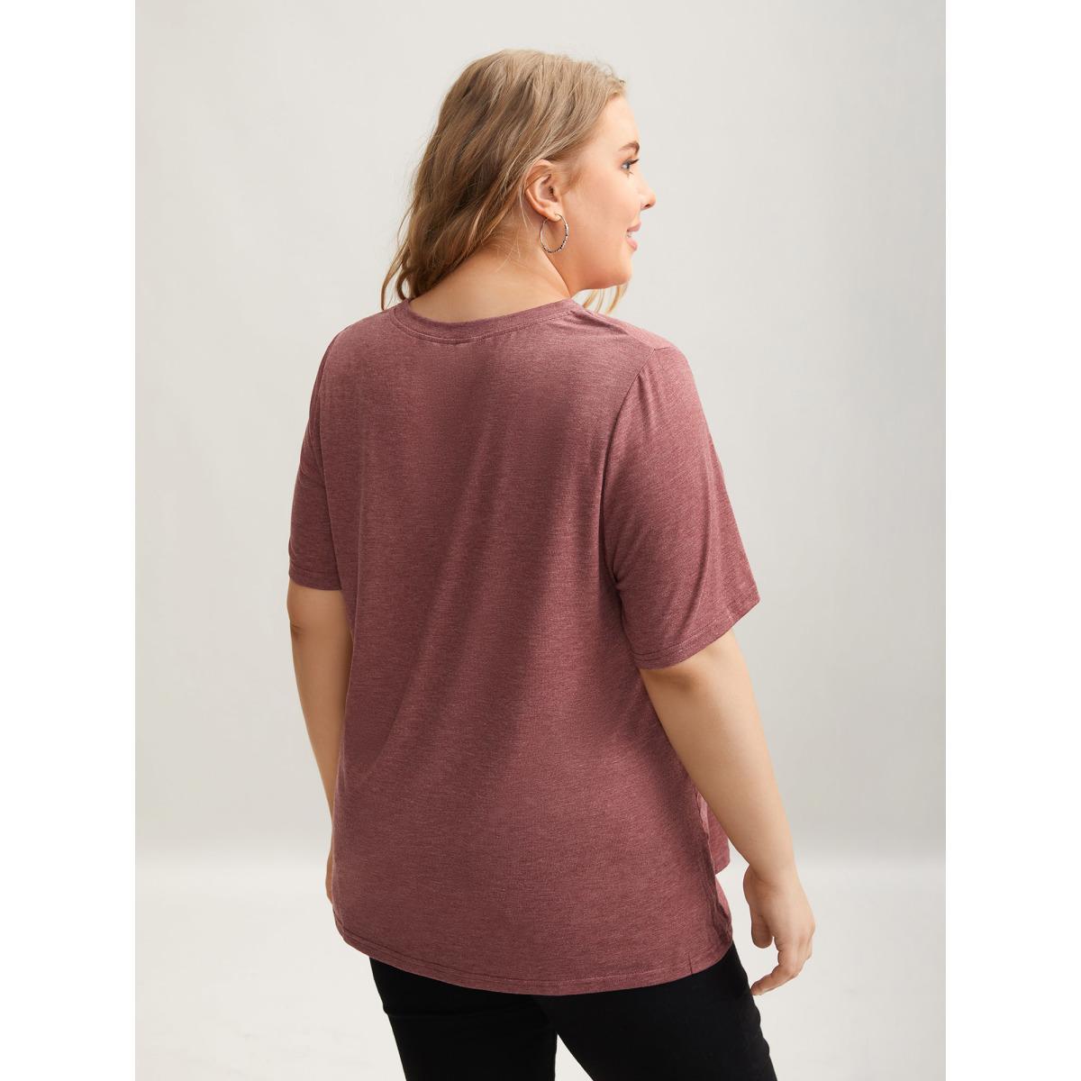 Plus Size Playful Cats Print Crew Neck T-Shirt Russet Women Casual Non Animals Round Neck Everyday T-shirts BloomChic 18-20/2X Product Image