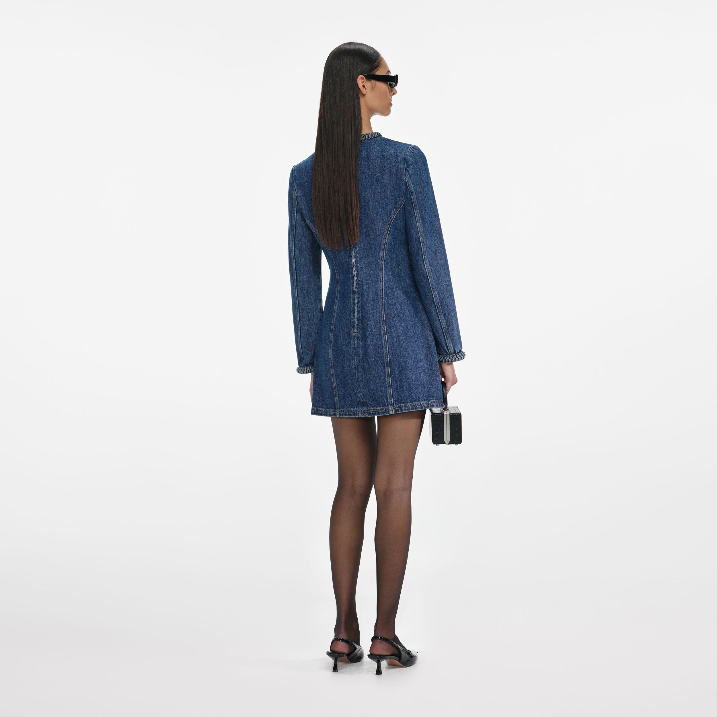 Denim Braided Mini Dress Product Image