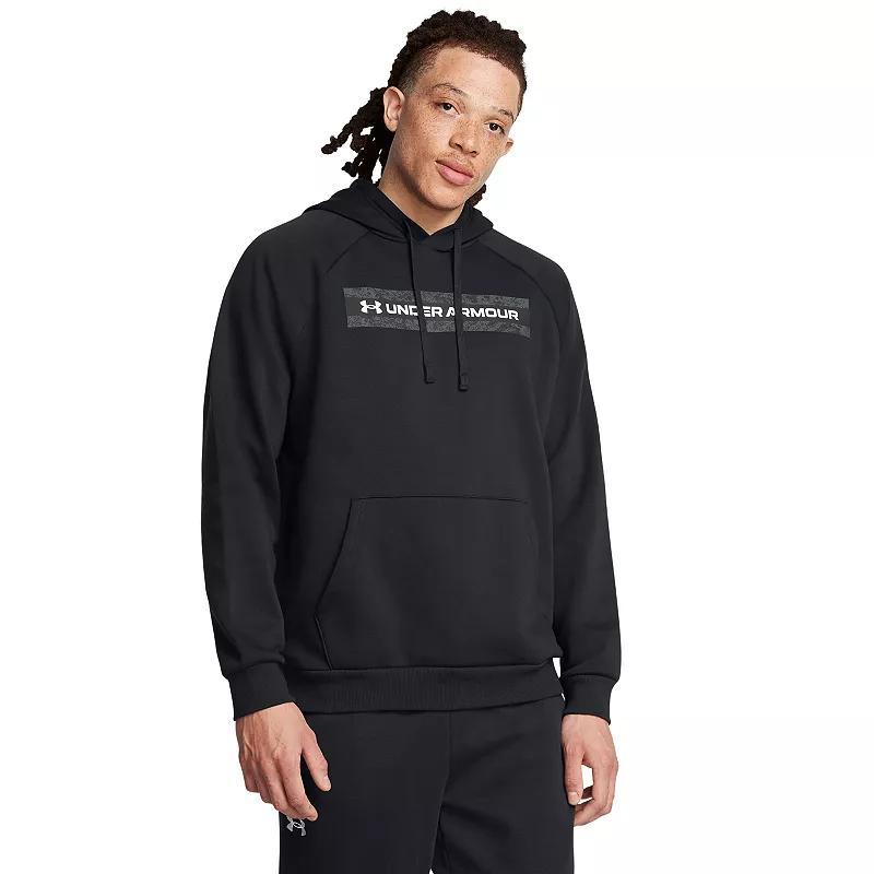 Men's Under Armour Rival Fleece Camo Chest Stripe Hoodie, Size: Large, Black Product Image