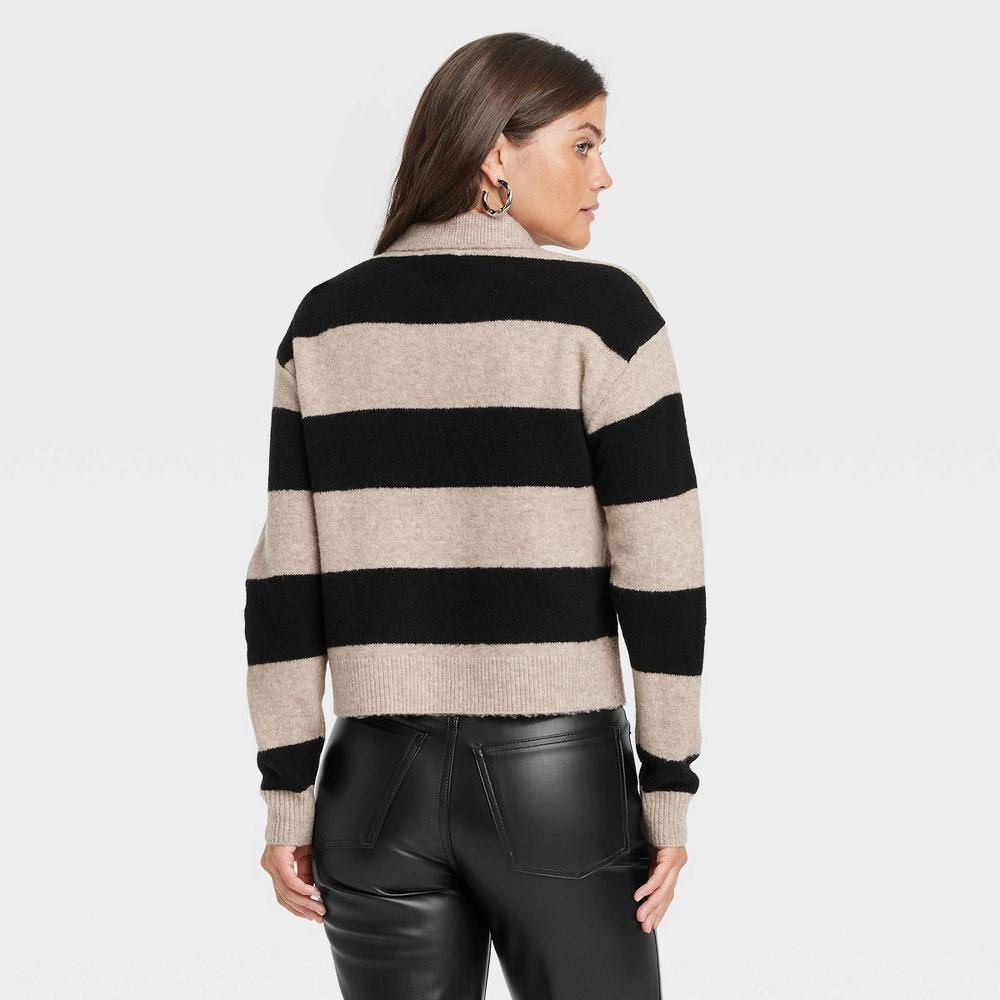 Womens Collared Pullover Sweater - Universal Thread Tan/Black Striped M Product Image
