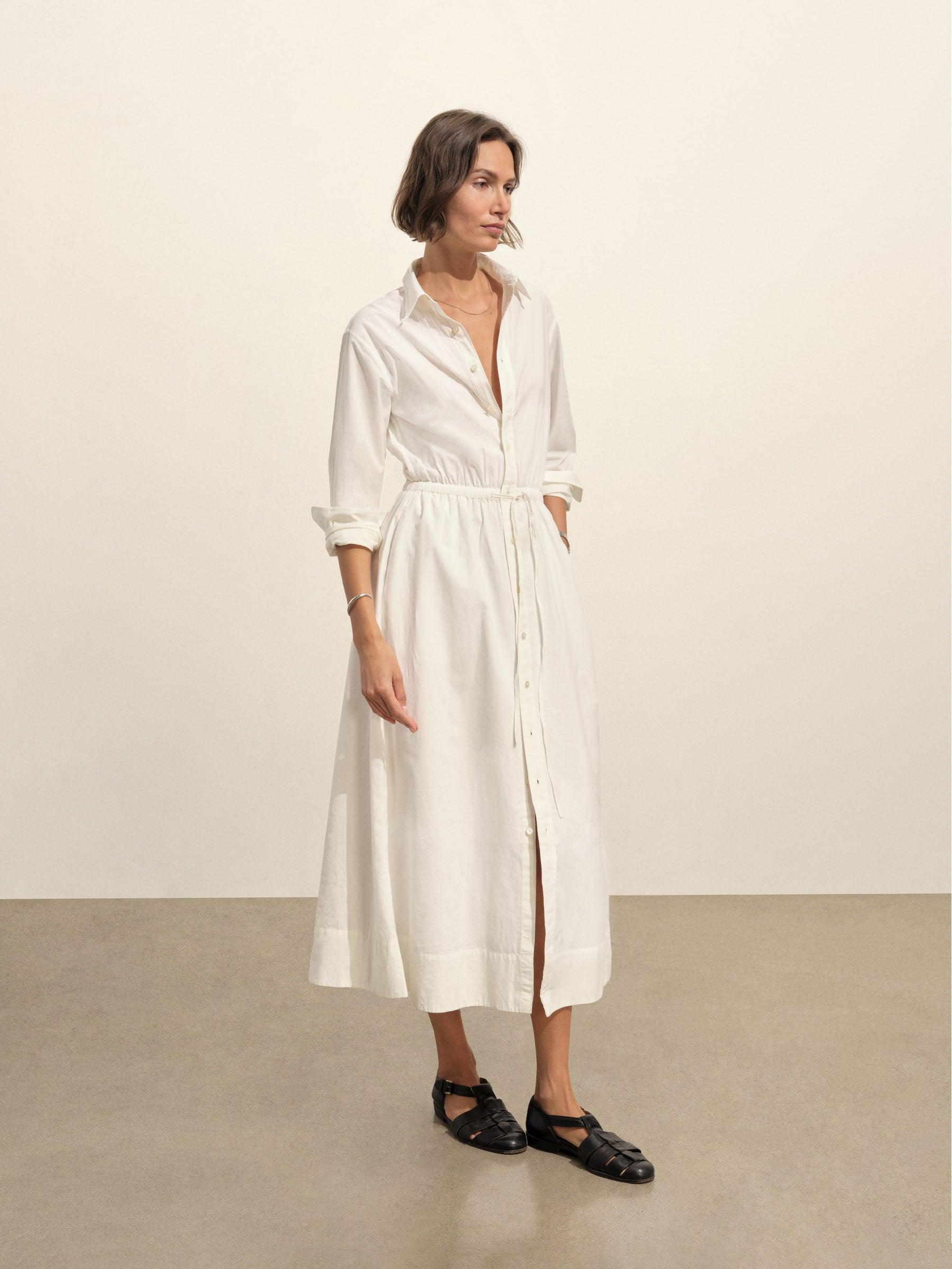 White Mainstay Cotton Shirt Dress Product Image