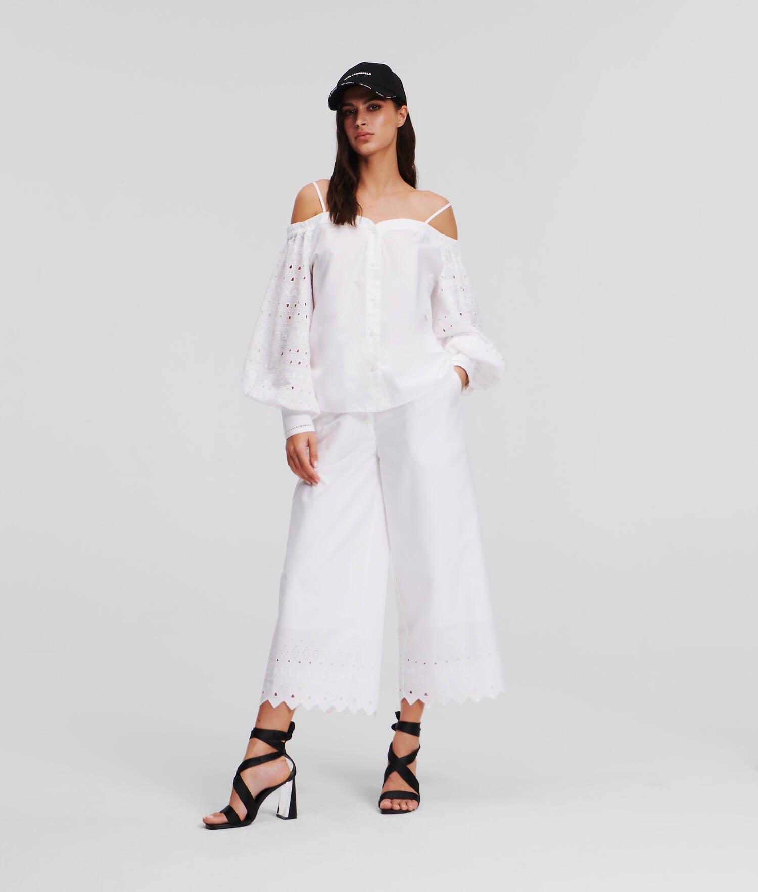 BRODERIE ANGLAISE OFF-SHOULDER SHIRT Product Image