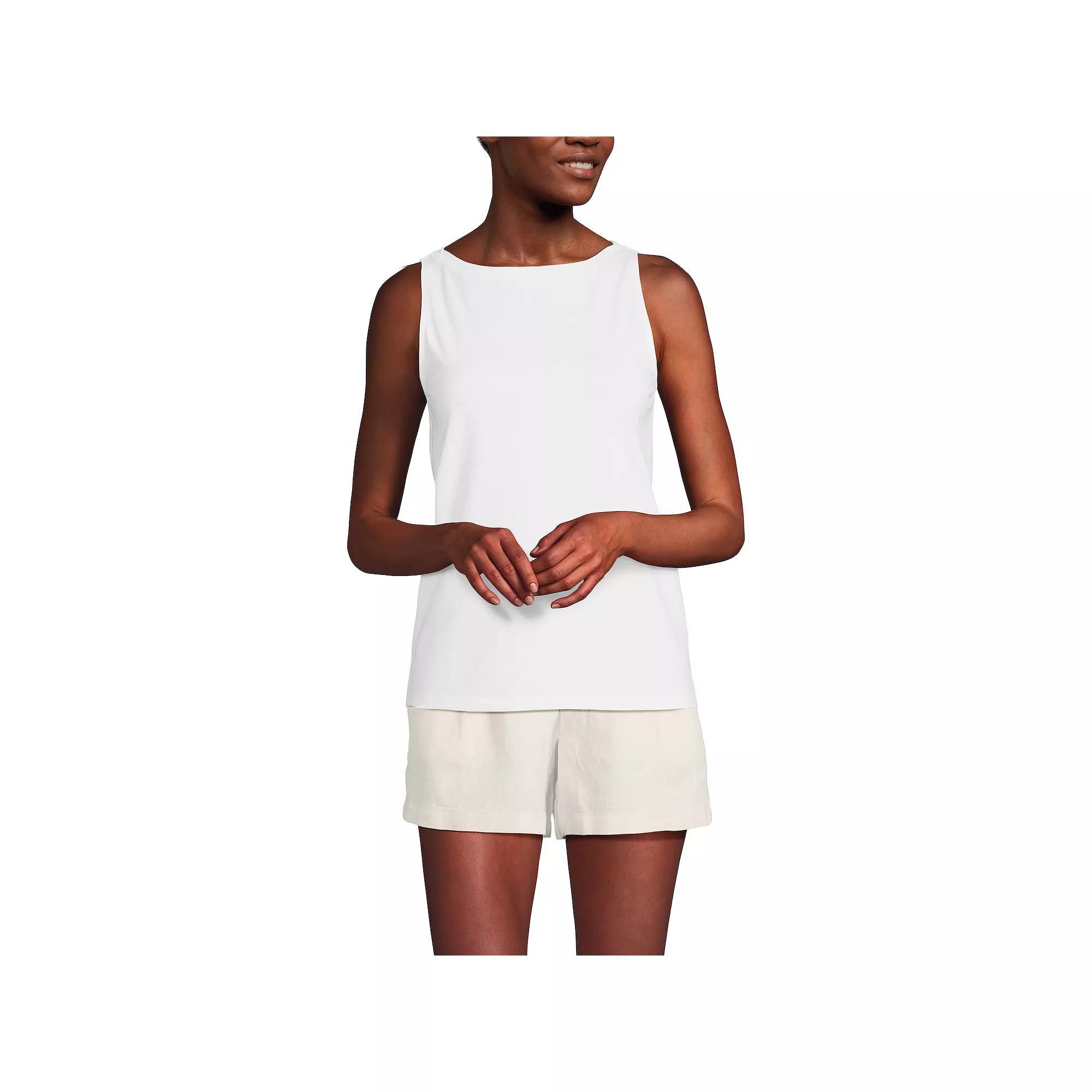 Women's Lands' End Supima Boatneck Cotton Tank Top, Size: XL, River Blue Product Image