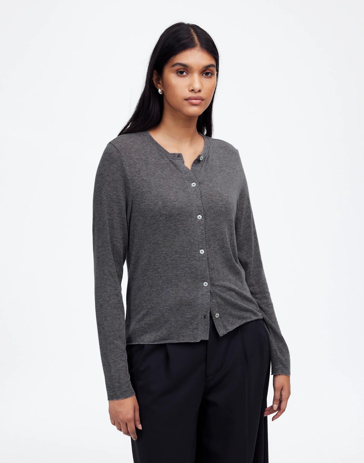 Wool-Blend Crewneck Cardigan Product Image