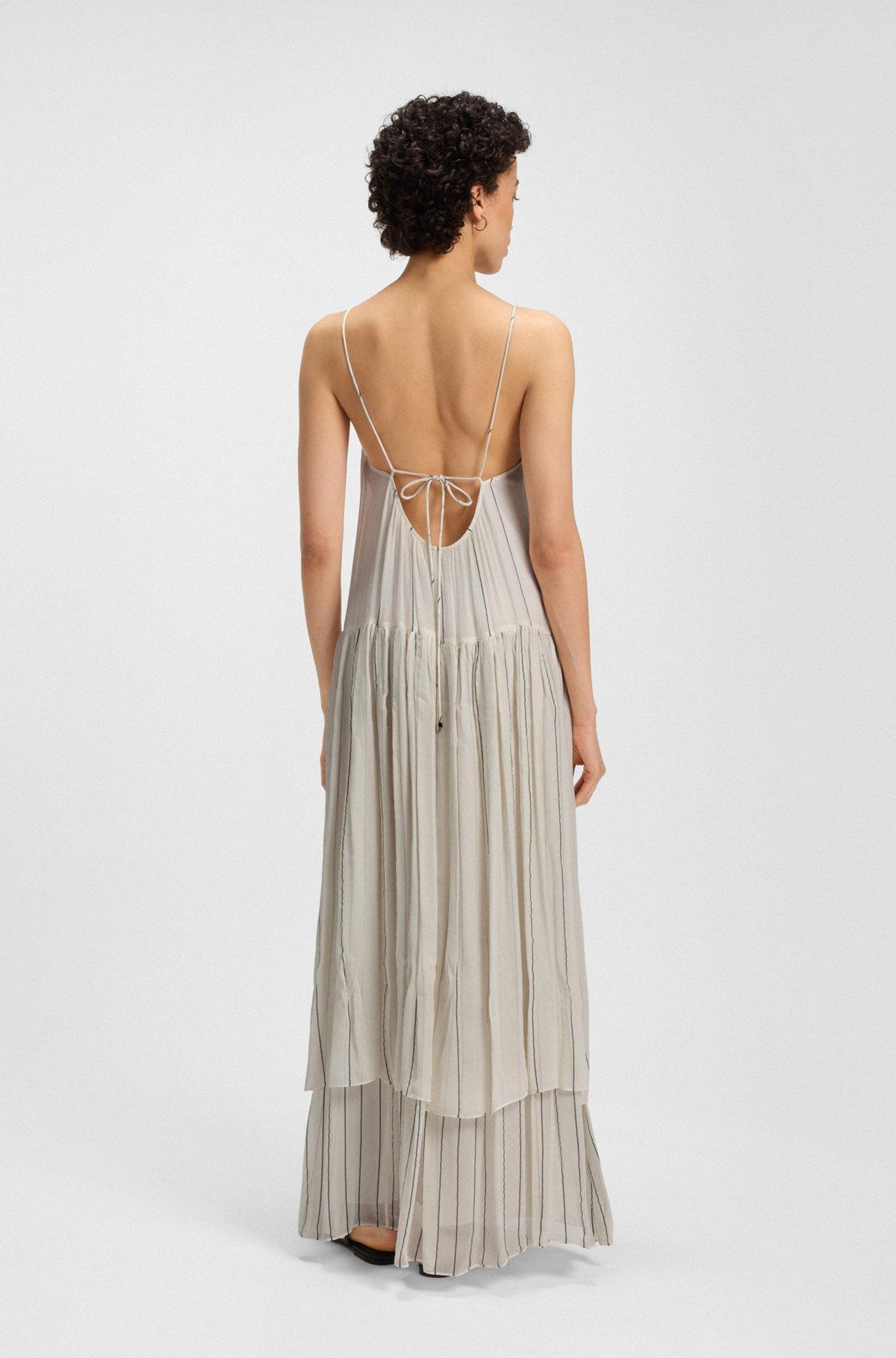 BOSS - Tiered striped dress with silk - Patterned Product Image
