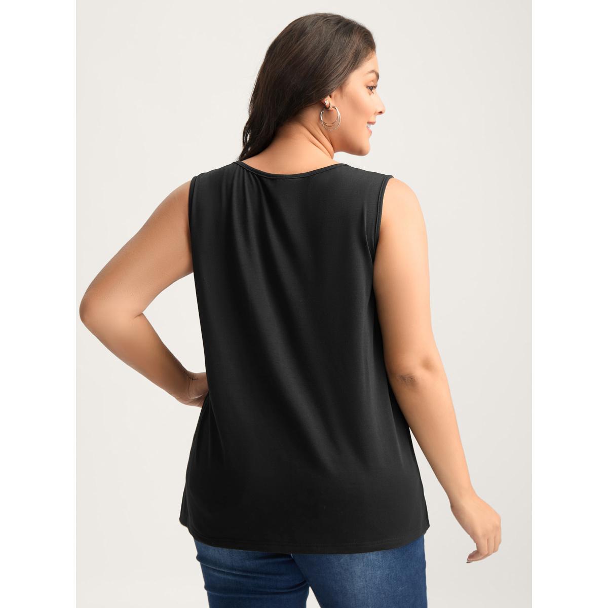 Plus Size Calming Vibes Solid Tank Top Women Black Non V-neck Everyday-Casual Tank Tops Camis BloomChic 12/L Product Image