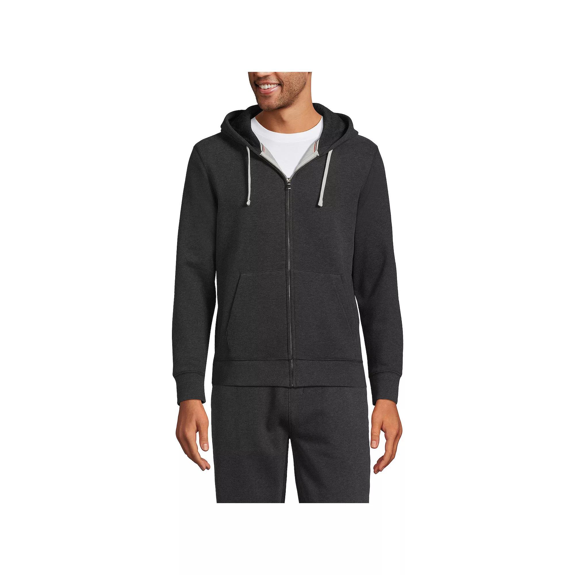 Lands' End Tall Serious Sweats Long Sleeve Full-Zip Hoodie, Men's, Size: XXL Tall, Dark Grey Heather Product Image