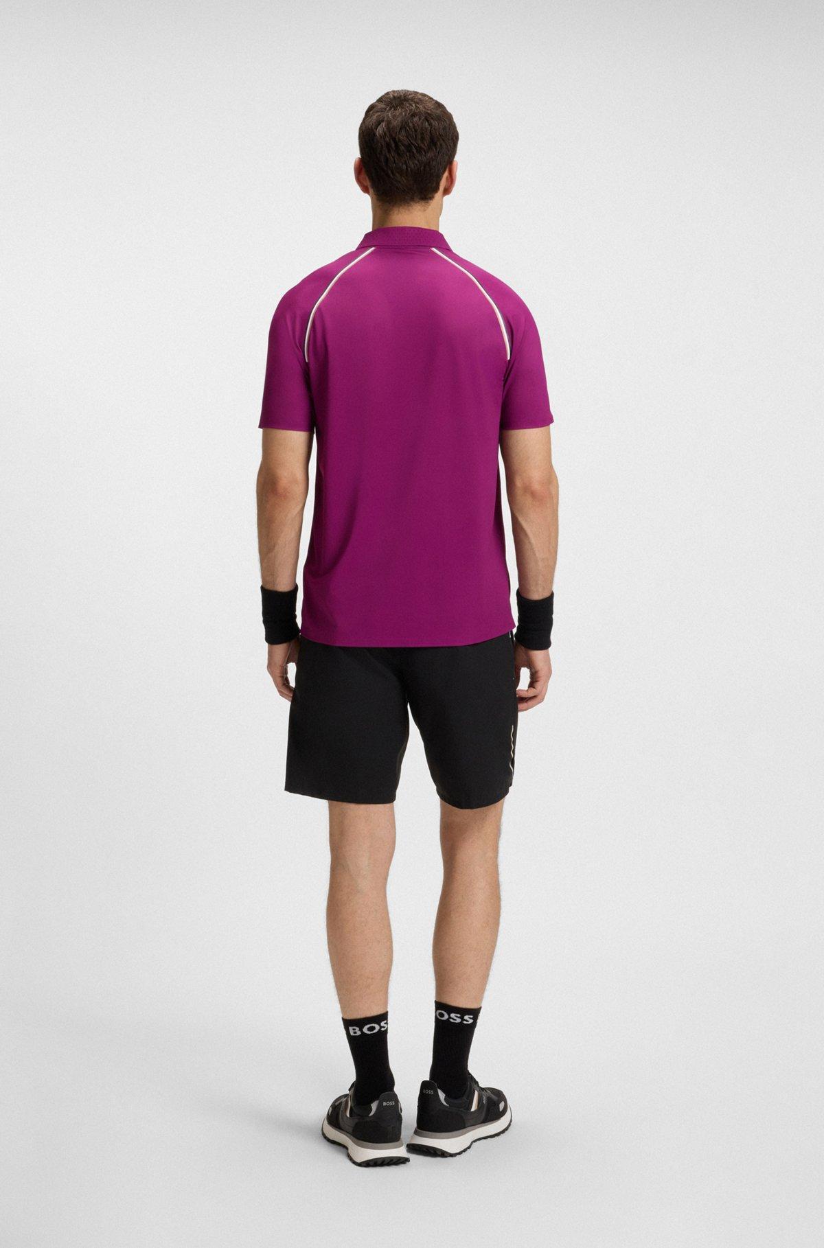 BOSS - Active slim-fit polo shirt with odor control - Pink Product Image