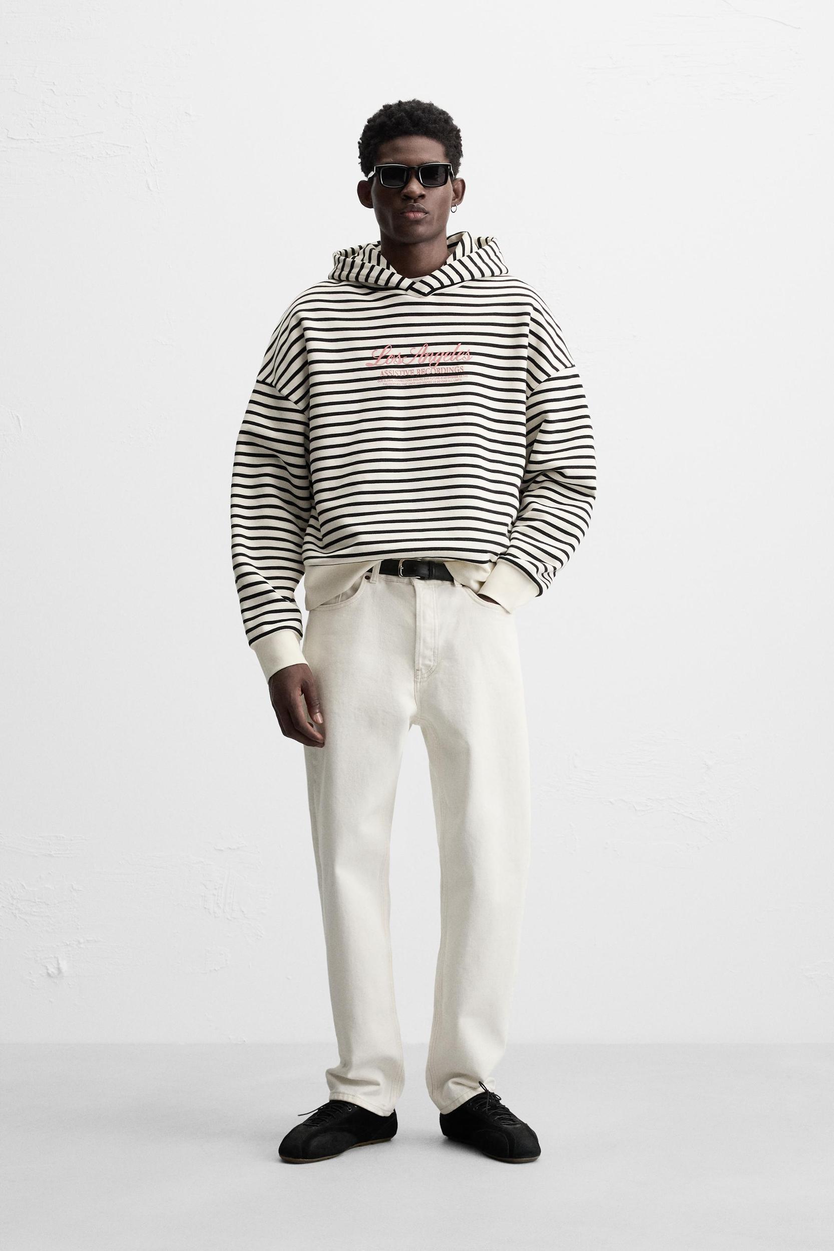 TEXT PRINT STRIPED SWEATSHIRT Product Image