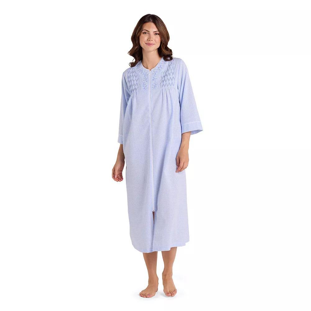 Womens Miss Elaine Essentials Seersucker Long Zip Robe Product Image