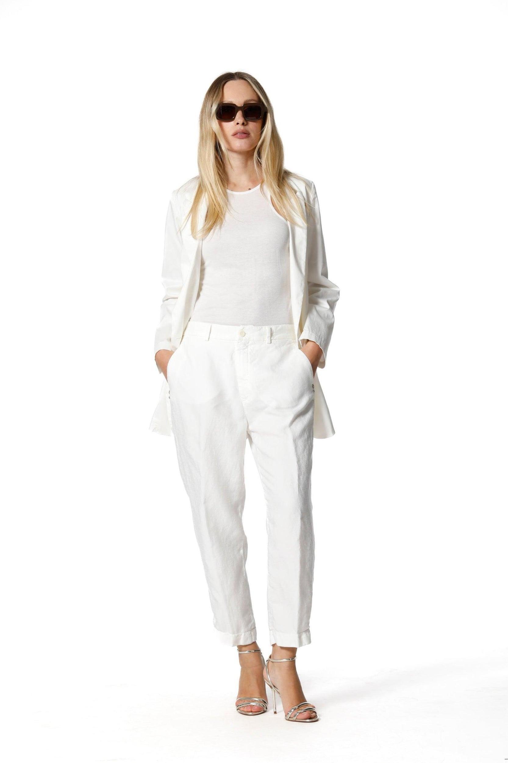 Linda Summer women's chino jogger pants in tencel and linen mat fabric relaxed Product Image