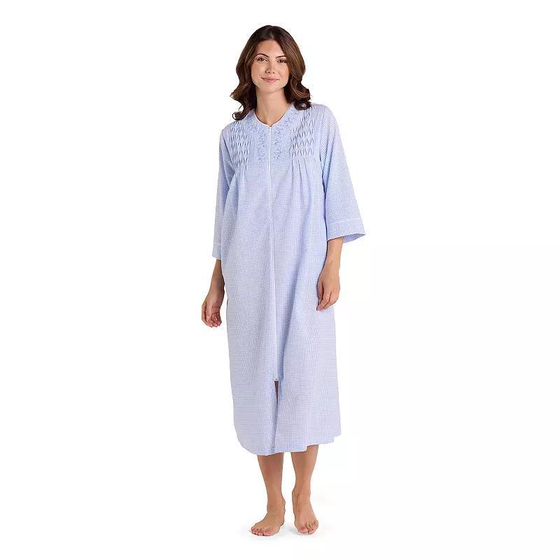 Womens Miss Elaine Essentials Seersucker Long Zip Robe Product Image