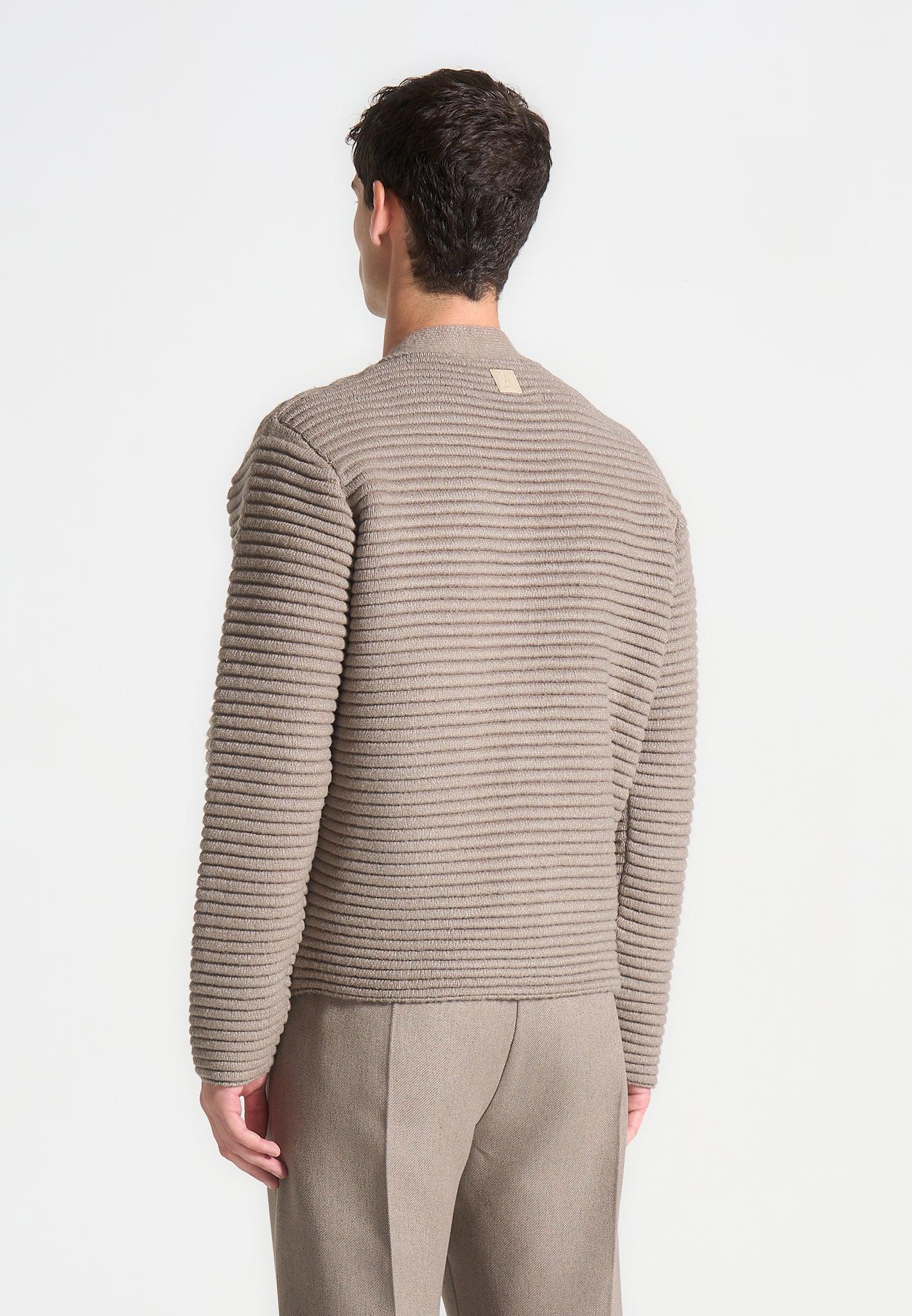 Ribbed Knit Cardigan - Taupe Male Product Image