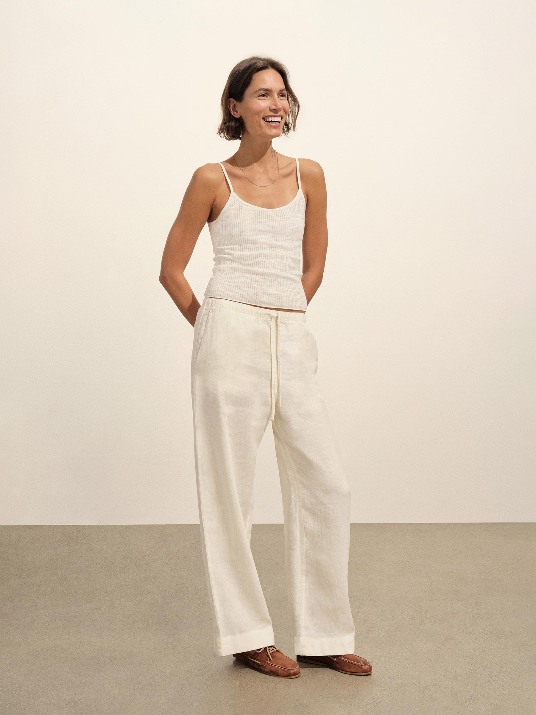 Soft White Coastal Linen Camisole Product Image