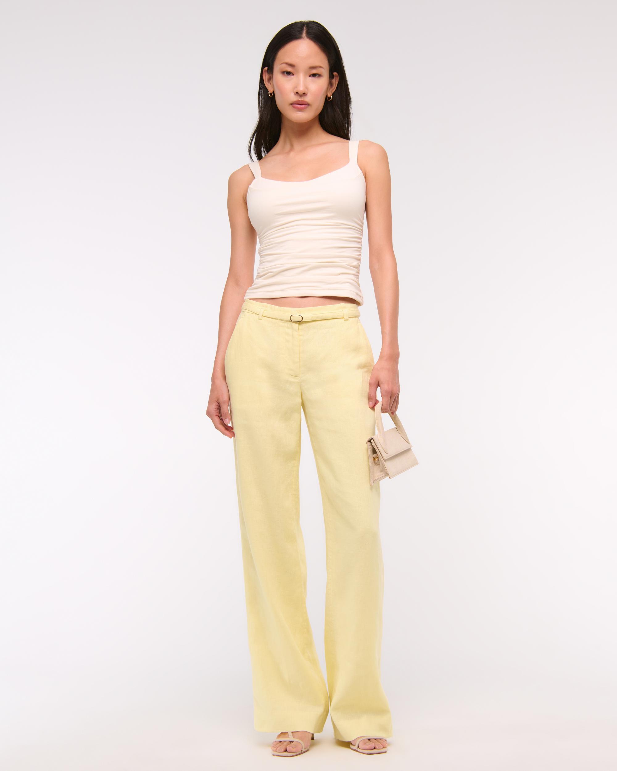 Premium Linen Belted Wide Leg Pant Product Image