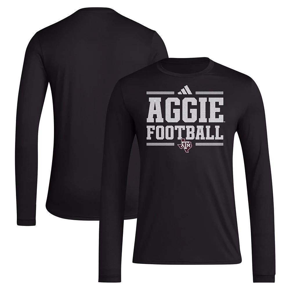 Men's adidas Black Texas A&M Aggies Locker Football Pre-Game AEROREADY Long Sleeve T-Shirt, Size: Large Product Image