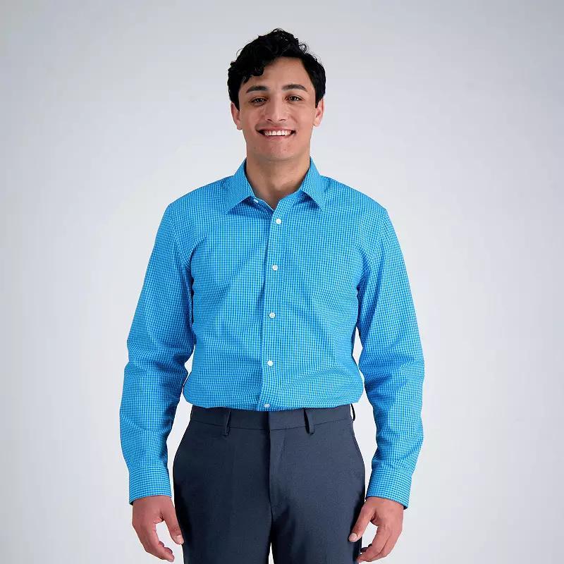 Men's Haggar® Premium Comfort Classic Fit Wrinkle Resistant Dress Shirt, Size: 15.5-32/33, Teal Blue Check Product Image