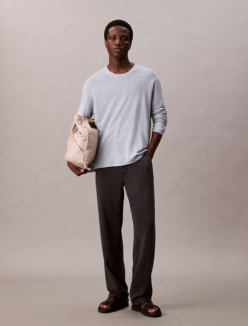 Linen Blend Double Layer Classic Sweater Product Image
