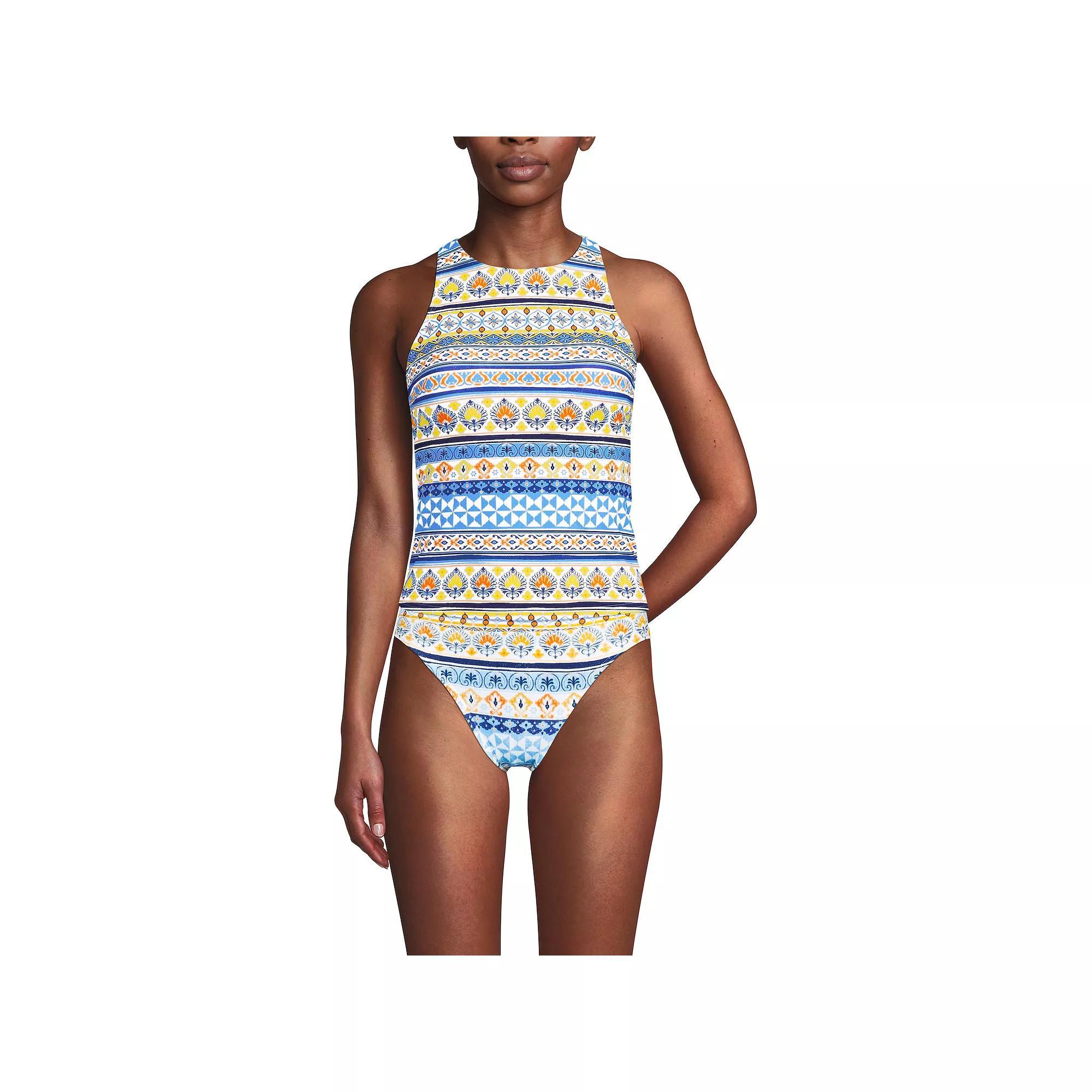 Petite Lands' End Tugless High Neck Strappy Back Tankini Swimsuit Top, Women's, Size: 8D, Wild Purple Product Image