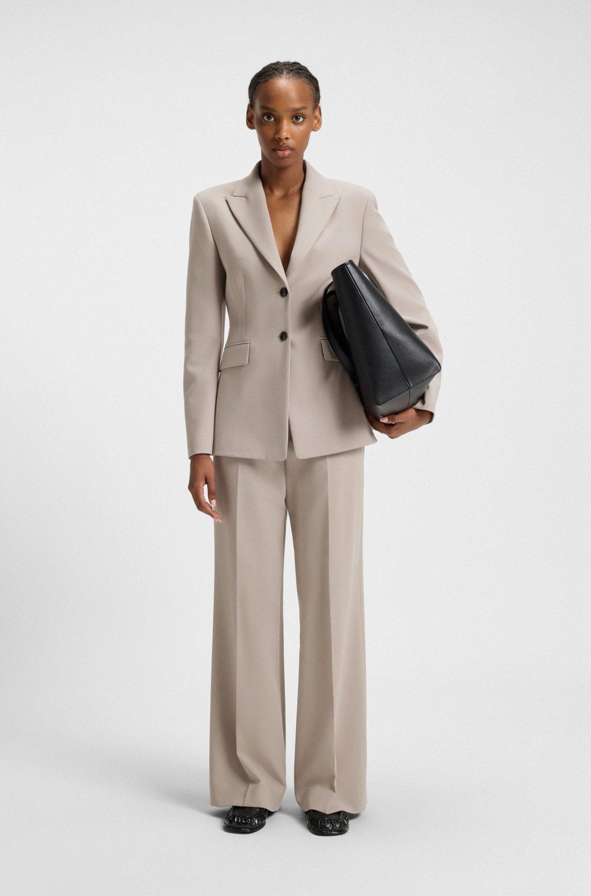 HUGO - Regular-fit blazer in pinstripe stretch fabric - Light Beige Product Image