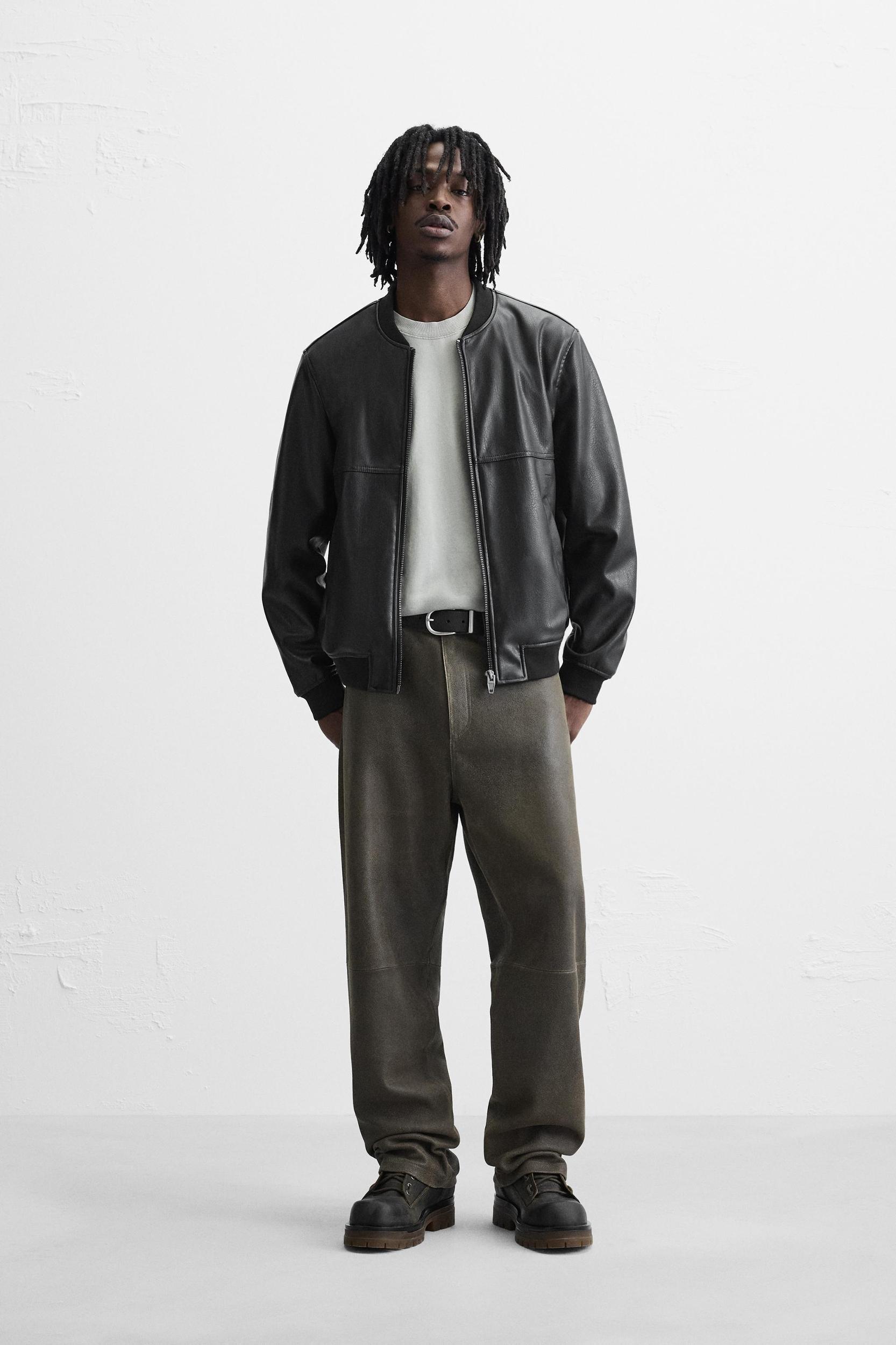 FAUX LEATHER BOMBER JACKET Product Image