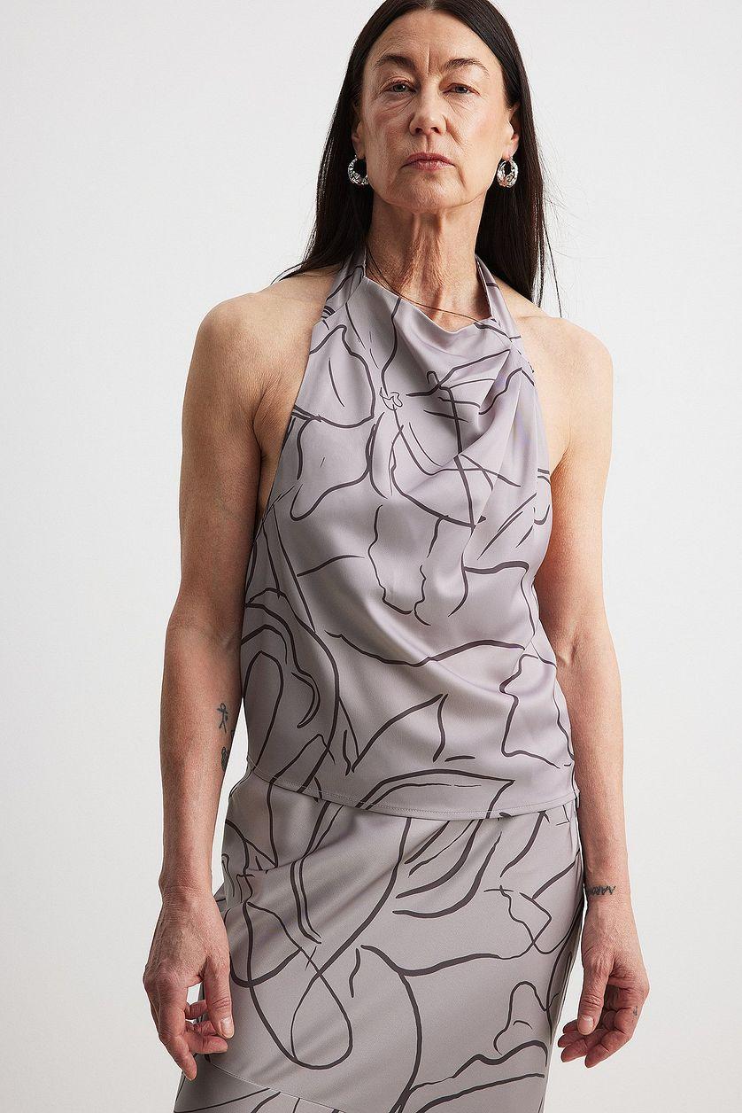 Halterneck Satin Draped Top Product Image