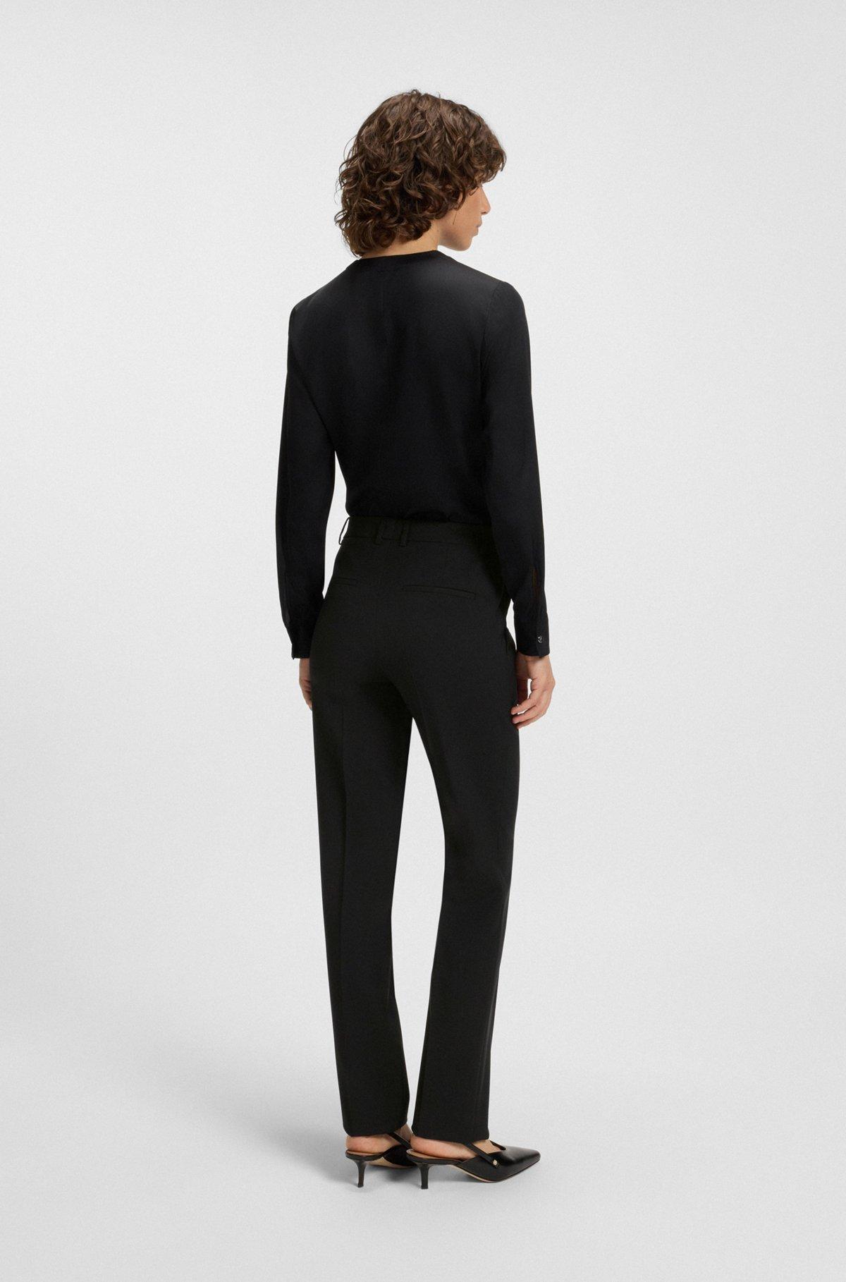 BOSS - Straight-leg business pants in virgin wool - Black Product Image