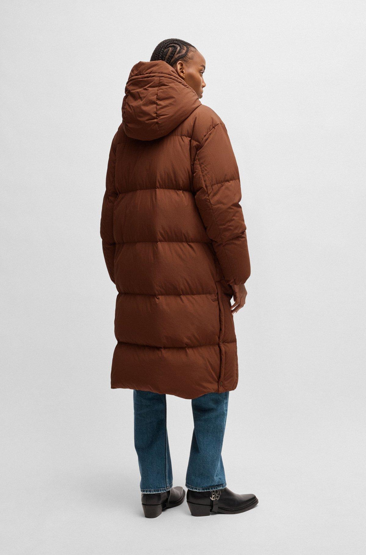 Water-repellent down jacket with stacked-logo trim Product Image